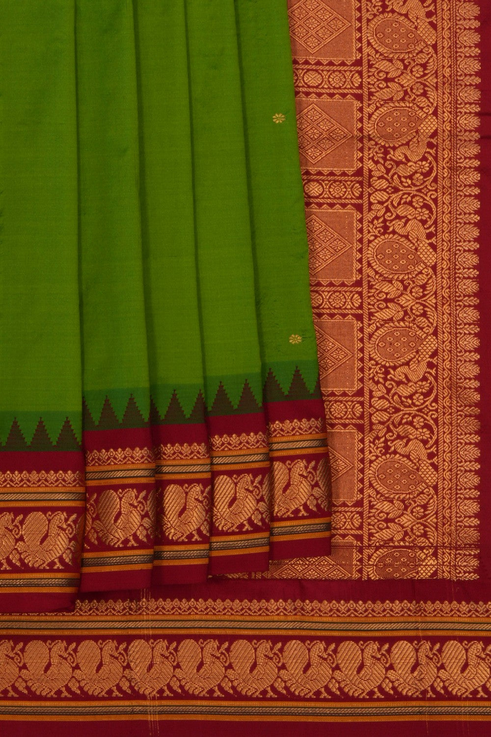 Image of Narayanpet Pure Silk Green Saree